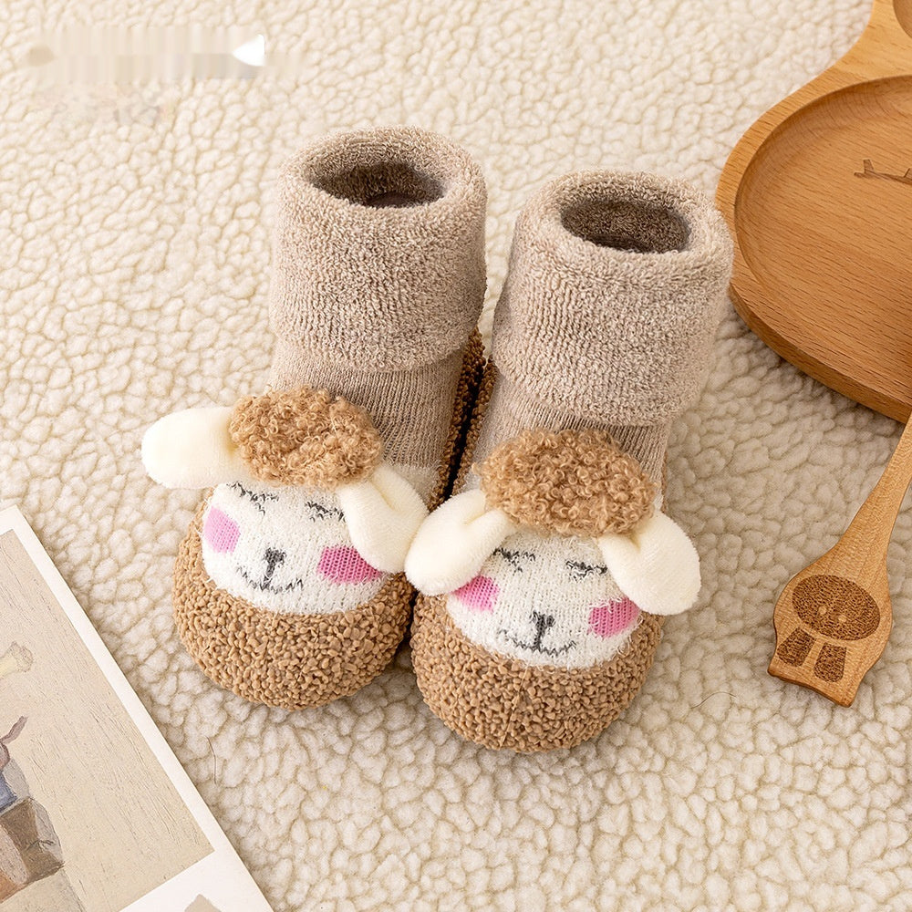 Autumn And Winter Non-slip Cartoon Velvet Extra Thick Fluffy Loop Sock Shoes