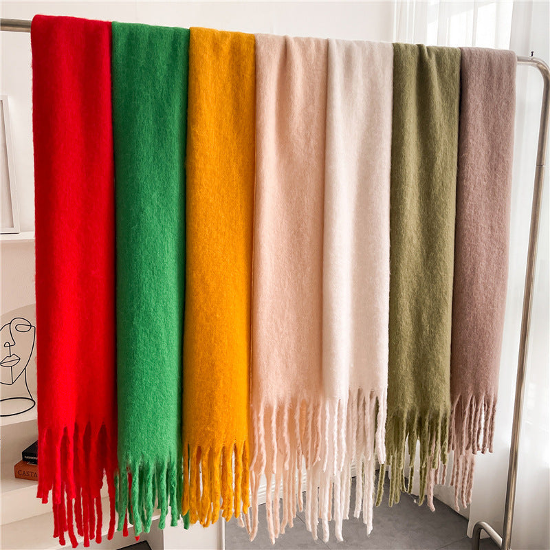 Mohair Pure Color Winter Warm Scarfs