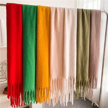 Mohair Pure Color Winter Warm Scarfs