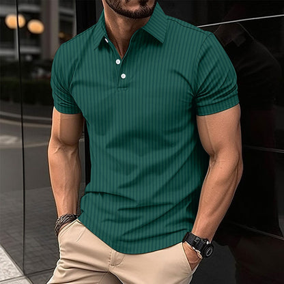 Elastic Vertical Short-sleeved Polo Shirts