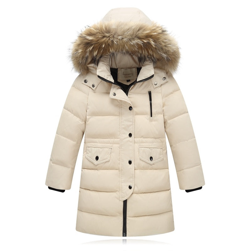 Children's Jackets Mid-length Thick Fur Collar