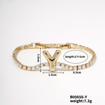 Buckle English Letter Bracelet Female Zircon