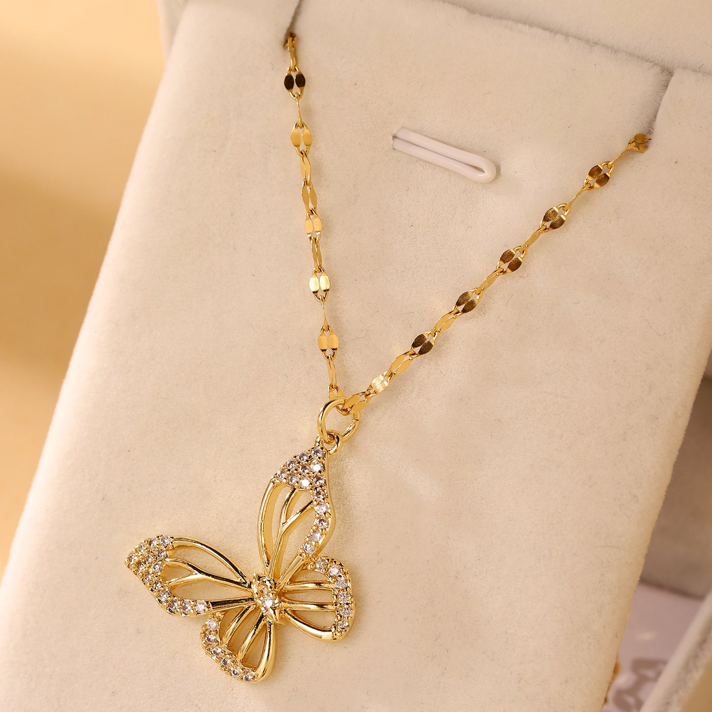 Golden hollow butterfly necklaces