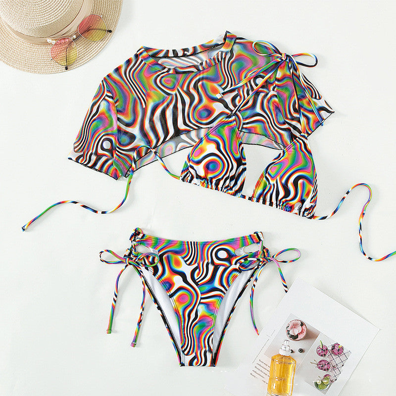 Rope Mesh Colorful Bikini Swimsuits