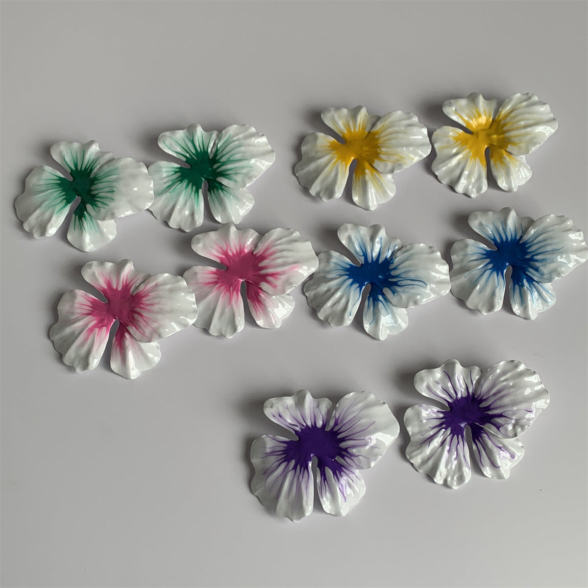 Multicolor Oildrop Spray Paint Large Flower Earrings