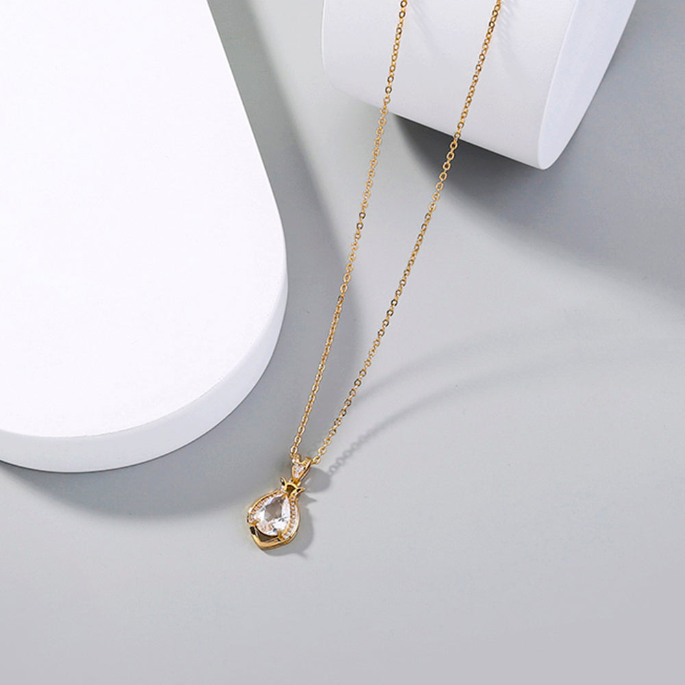 Necklace jewelry Light luxury simple style niche perfume bottle water drop transparent crystal zircon necklace accessories