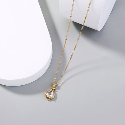 Necklace jewelry Light luxury simple style niche perfume bottle water drop transparent crystal zircon necklace accessories