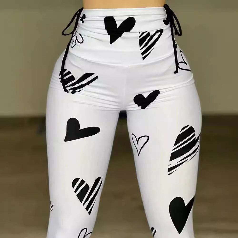 Heart Print Yoga Sports Fitness Leggings