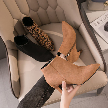 Pointed Toe Stiletto Mid-heel Non-slip Boots