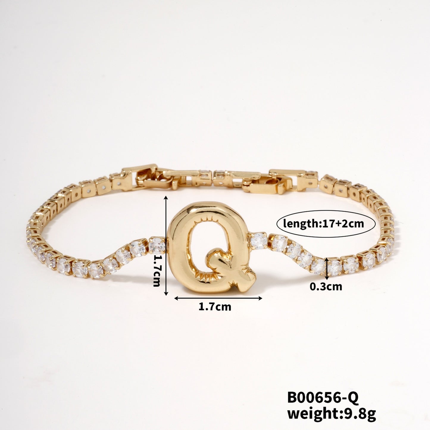 Buckle English Letter Bracelet Female Zircon