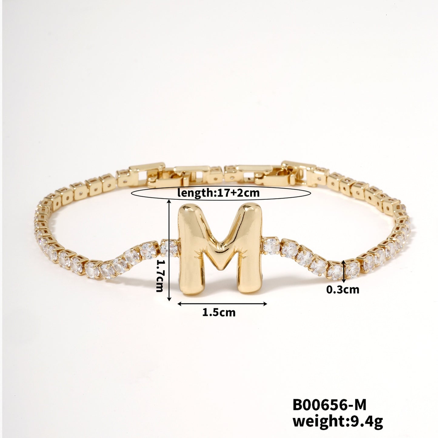 Buckle English Letter Bracelet Female Zircon