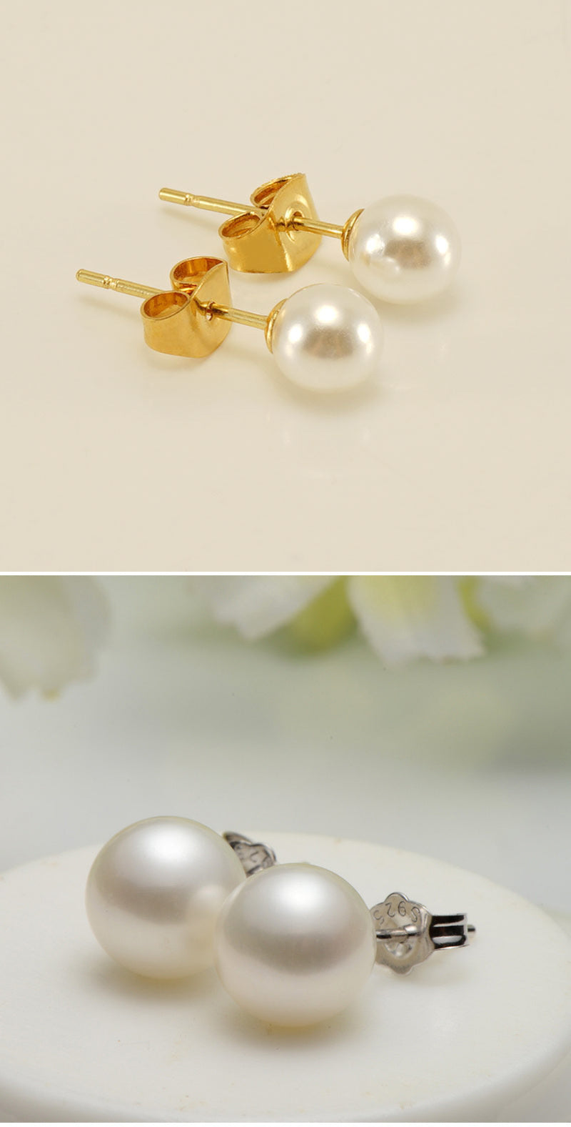 Silver Needle Natural Freshwater Pearl Earrings