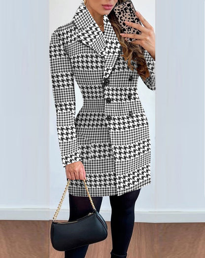 Long-sleeved Collar Printed Coats