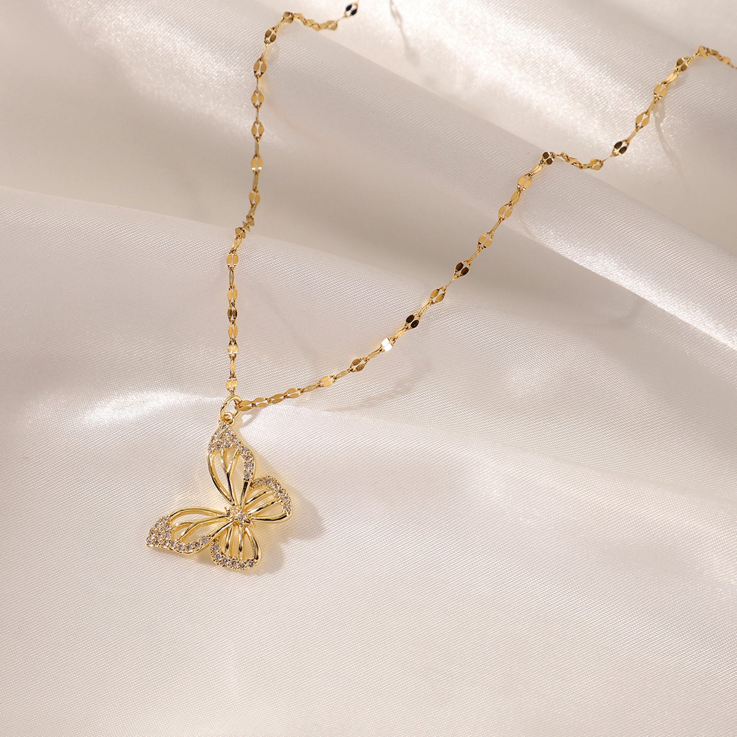 Golden hollow butterfly necklaces