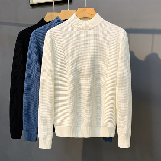 Mock Neck Solid Color Casual Sweaters