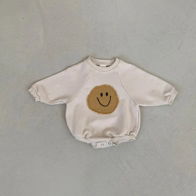 Smiley Face Sweatshirt Baby Rompers