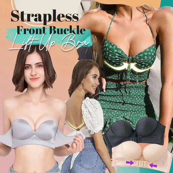 Front Closure Push-Up Strapless Bralette