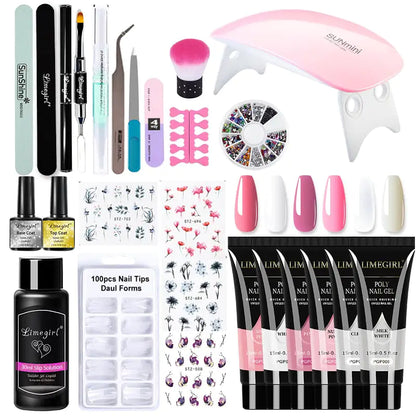 Kit de gel de uñas Poly con lámpara UV de 54W