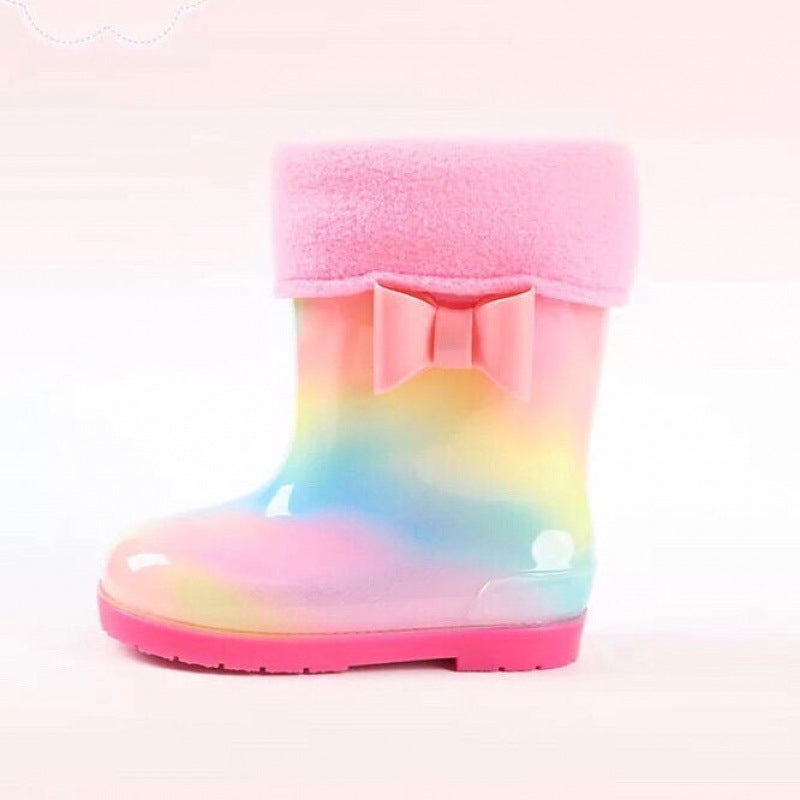 Mid-tube Rain Boots And Velvet Baby Boots