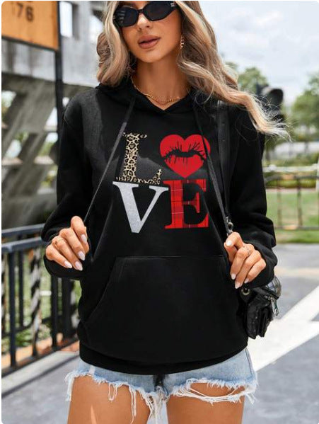 Love Pattern Printed Pullovers College Style