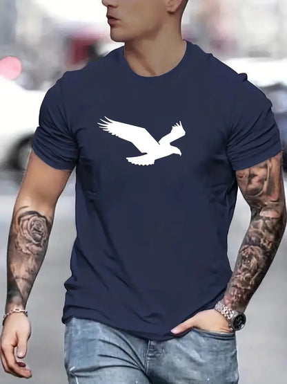 Eagle Print Solid Color Men's Casual T-shirts