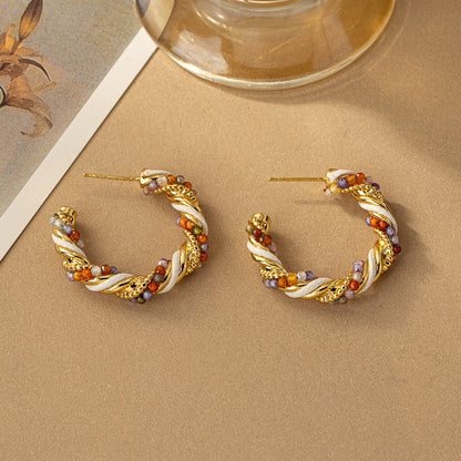 Twist Wrap C Ring Earrings