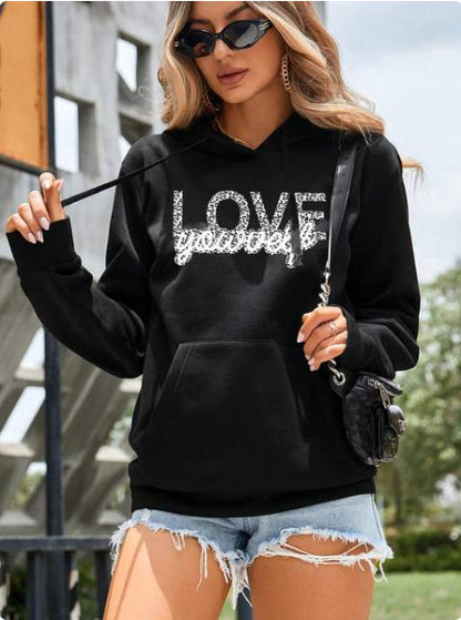 Love Pattern Printed Pullovers College Style