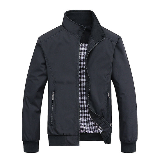 Men's Stand Collar Solid Color Slim Coat Casual Jacket