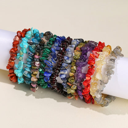 Natural Crystal Agate Colorful Gravel Stretch Bracelets