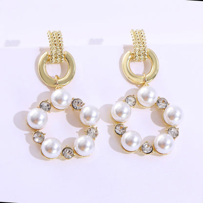 Pearl Earrings With Stones Retro