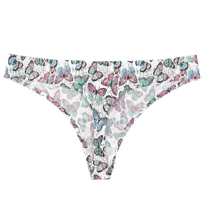 Flower printed low waist thong women