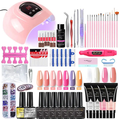 Kit de gel de uñas Poly con lámpara UV de 54W