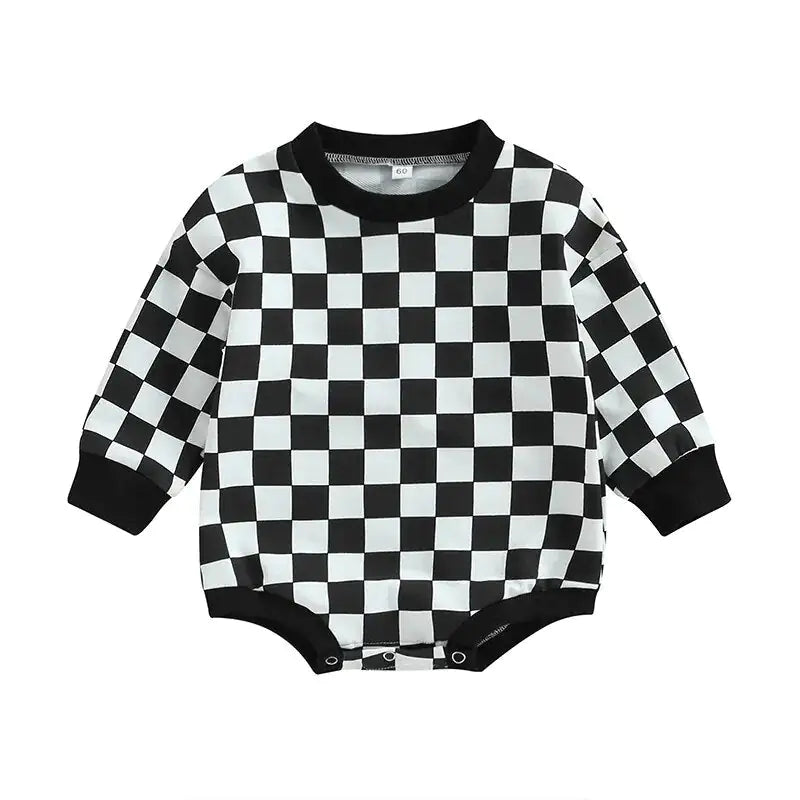 Baby Checkered Print Bubble Rompers Onesie