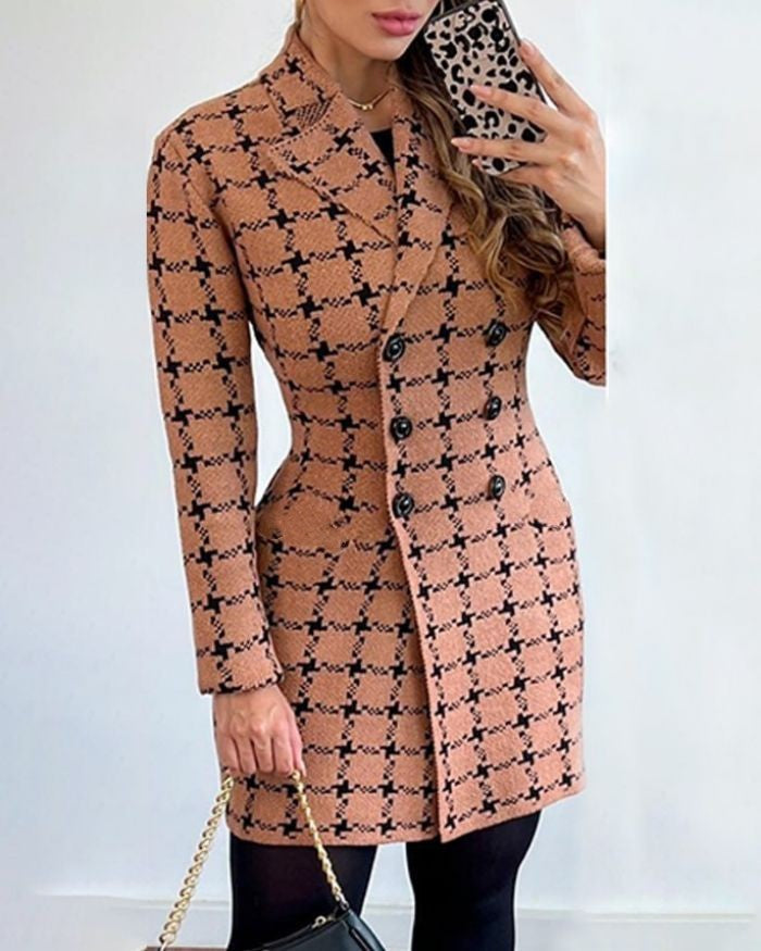 Long-sleeved Collar Printed Coats