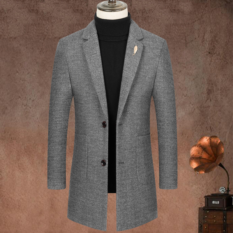 Lapel Herringbone Slim-fit Cashmere Coats