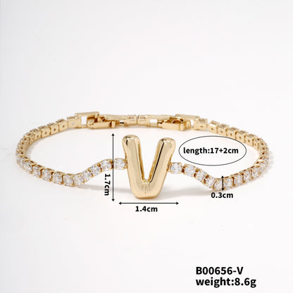 Buckle English Letter Bracelet Female Zircon