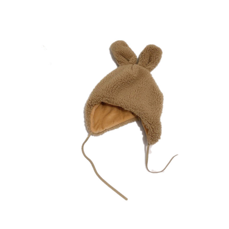 Solid Color With Fur Three-dimensional Cartoon Children's Earflaps Cap