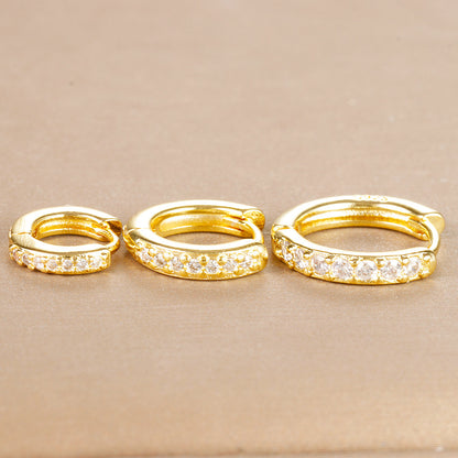 Zircon Circle Earrings Female Niche Exquisite 3-piece Set