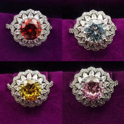 Moissanite flower rings adjustable