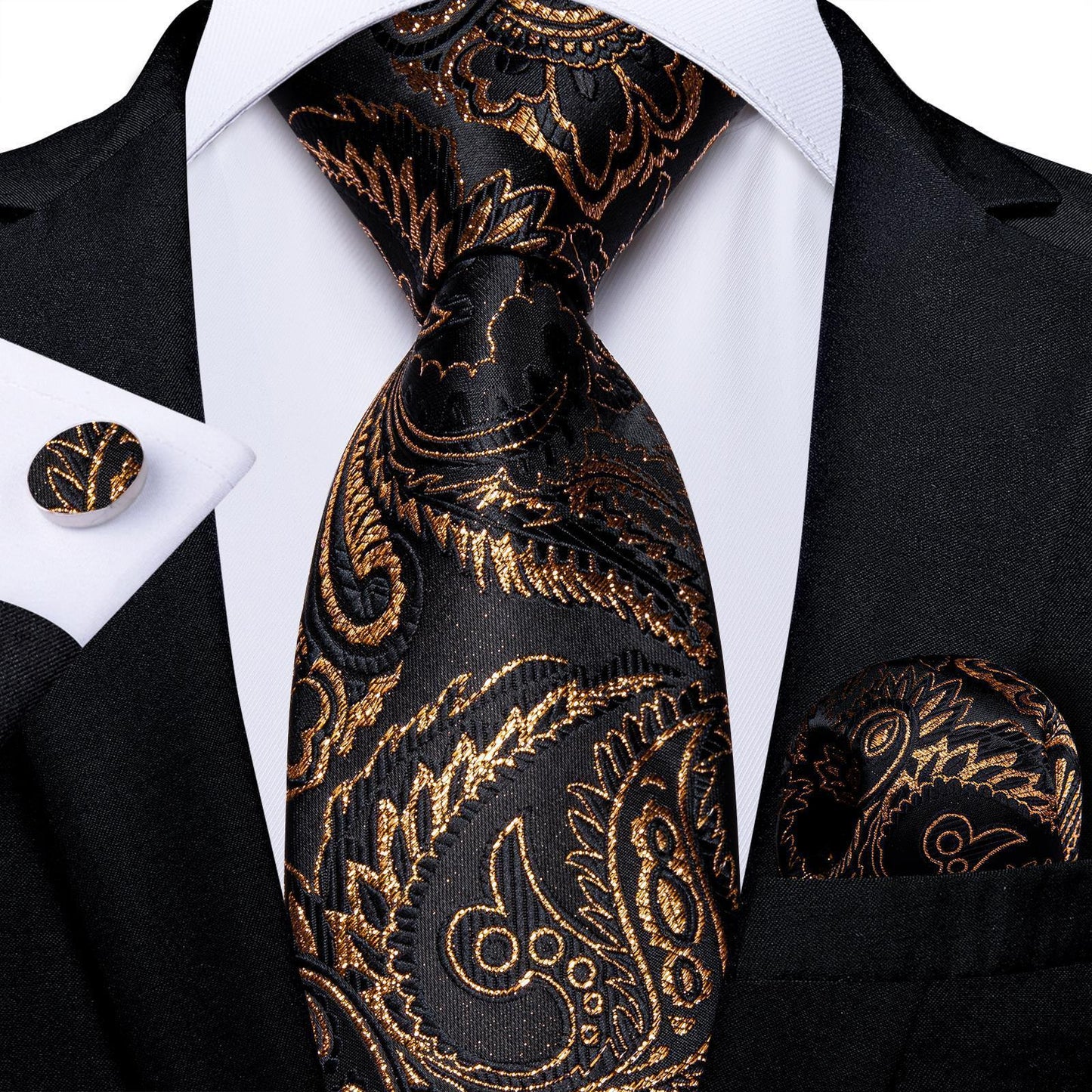 Neckties Luxury Black And Gold