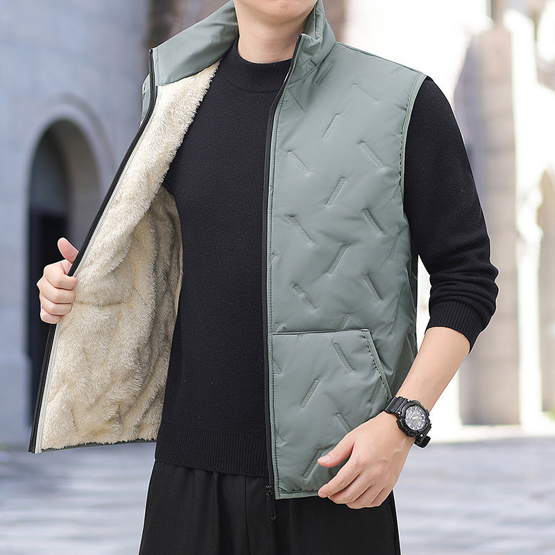 Collar Fleece-lined Thickened Lamb Wool Vests