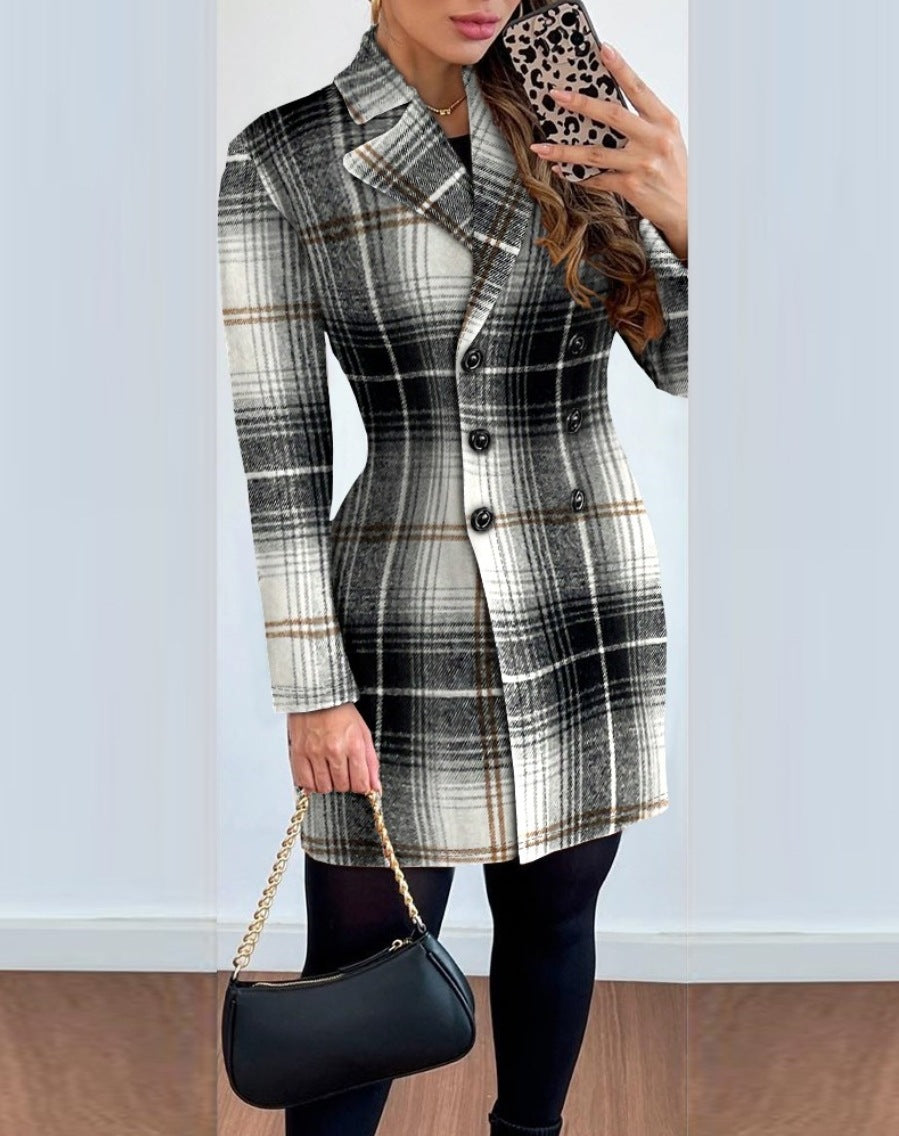 Long-sleeved Collar Printed Coats