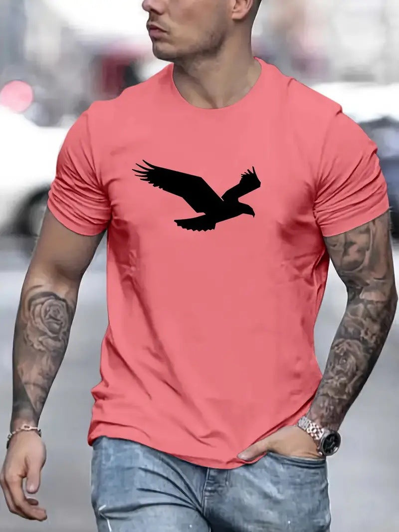 Eagle Print Solid Color Men's Casual T-shirts