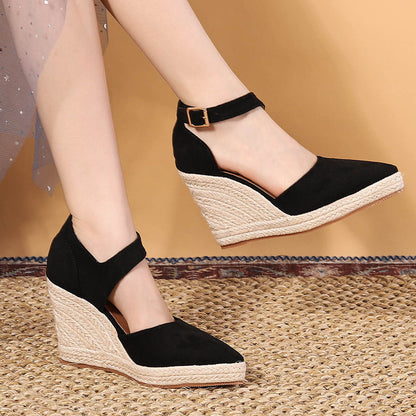 Pointed Toe Wedge Pumps Hollow Shoes