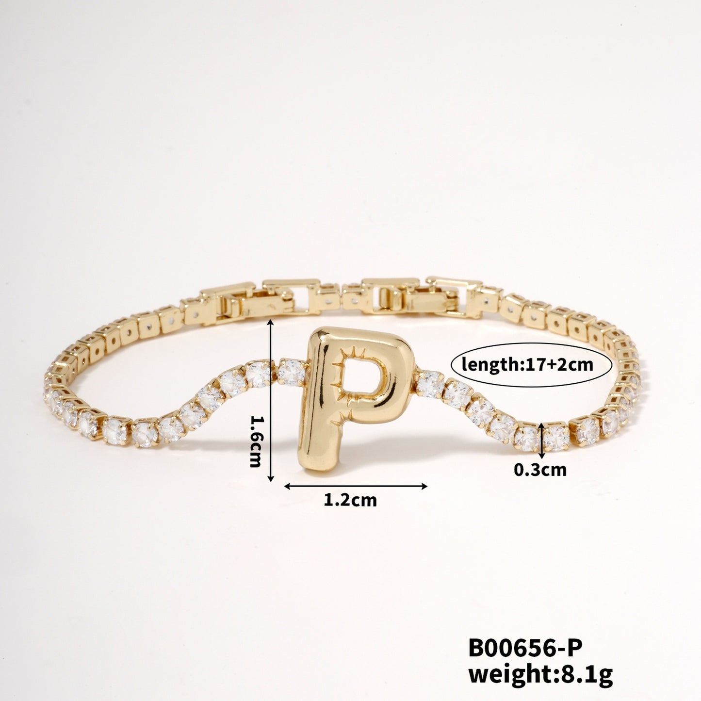 Buckle English Letter Bracelet Female Zircon