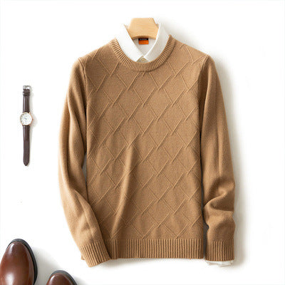 Men's Thick Loose Pullover Round Neck Cashmere Sweaters