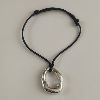 Irregular Shaped Hollow Oval Pendant Anklet