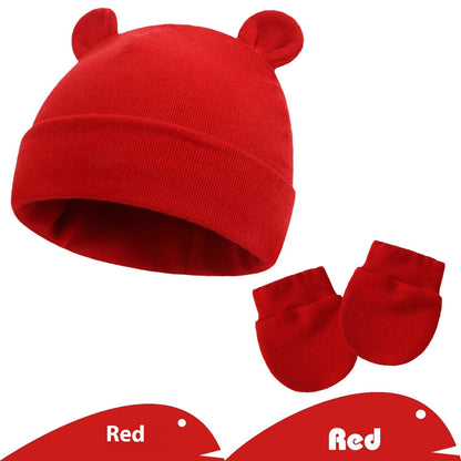 Newborn Gloves Hat Two-piece Set Keep Baby Warm Cashmere Thickened