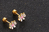 Flower Titanium Steel Ear Studs Girl Small Three-dimensional