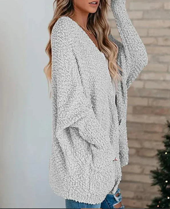 Knitted double pocket cardigan sweaters